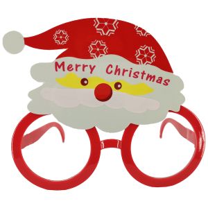 Cute Santa With Snowflake Hat & Red Nose Round Frame Christmas Glasses