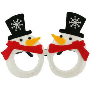 Cute Snowmen With Snowflake Top Hat & Red Scarf Christmas Glasses
