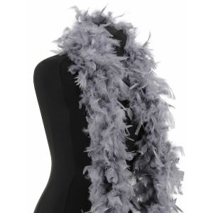Luxury Dark Silver Grey Feather Boa – 80g -180cm
