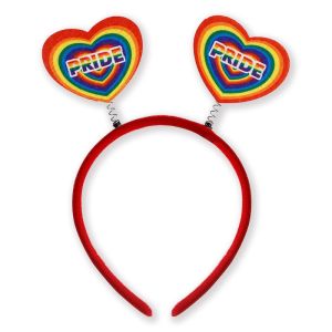 PridePop Rainbow Headband Fun LGBTQ Accessory for Pride Events - Double Heart Pride