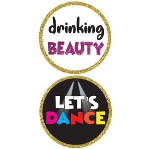 Drinking Beauty & Lets Dance, Double-Sided PVC Round Photo Booth Word Board Signs