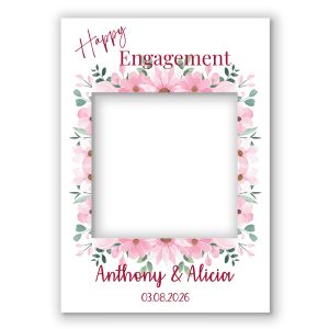 CUSTOM White and Pink Flower Fully Printed Posing Frame – No. 048