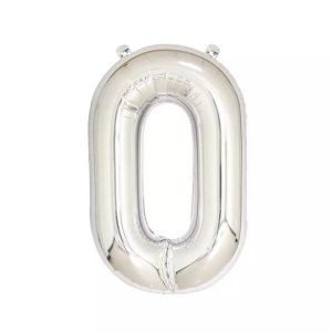 Extra Large size 40 Inch Inflatable Silver Balloon Number 0
