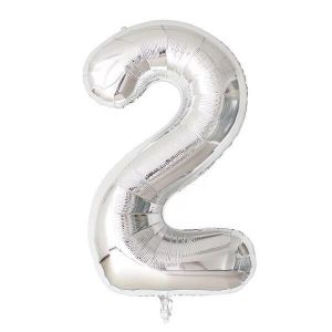 Extra Large size 40 Inch Inflatable Silver Balloon Number 2