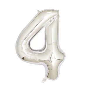 Extra Large size 40 Inch Inflatable Silver Balloon Number 4