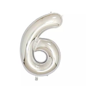 Extra Large size 40 Inch Inflatable Silver Balloon Number 6