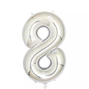 Extra Large size 40 Inch Inflatable Silver Balloon Number 8