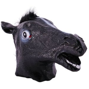 Fancy Dress, Costume Black Horse Rubber Head Mask 