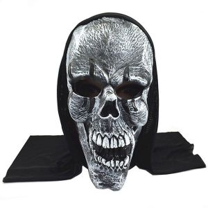 Hooded Dark Skull Mask Halloween Fancy Dress Costume 
