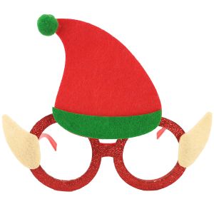Fun Glitzy Elf Hat & Ears Christmas Glasses