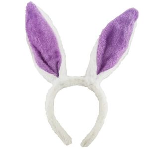 Furry Easter Bunny Ears Headband - Purple