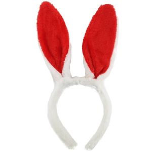 Furry Easter Bunny Ears Headband - Red