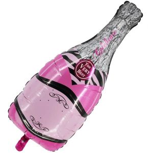 Giant Pink With Silver Champagne Bottle Balloon