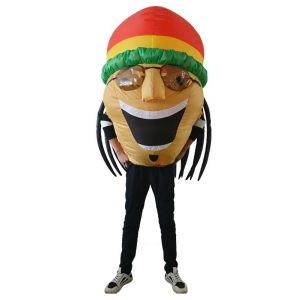 Giant Happy Rasta Dreadlock Jamaican Bobble Head Inflatable Fancy Dress Costume