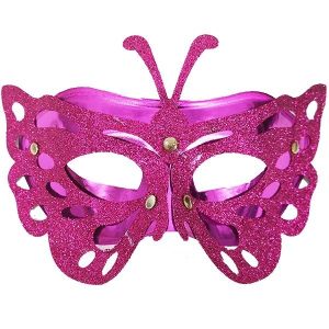 Glittery Butterfly Masquerade Mask in Hot Pink
