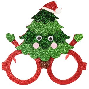 Glitzy Hugging Christmas Tree With Rosy Cheeks Christmas Glasses