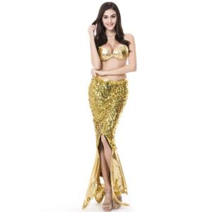 Gold Glitzy Mermaid Fancy Dress Costume UK 10