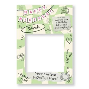 CUSTOM Green Hand-Drawn Style Birthday Fully Printed Posing Frame – No. 052
