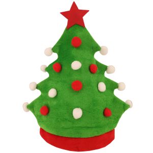 Green Christmas Tree With Red And White Baubles Star Christmas Soft Hat