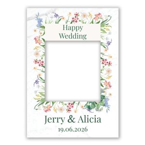 CUSTOM Colourful Flower on Marble Wedding Fully Printed Posing Frame – No. 053
