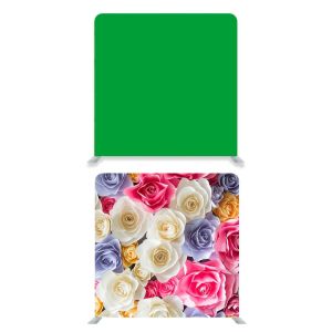 8ft*7.5ft Green Screen and Pretty Coloured Flowers Backdrop, With or Without Tension Frame