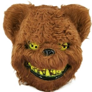 Halloween Creepy Killer Brown Teddy Bear Face Mask 