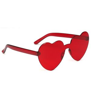Heart Shaped Transparent Candy Coloured Party Glasses - Red