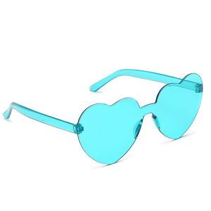 Heart Shaped Transparent Candy Coloured Party Glasses - Sky Blue
