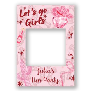 CUSTOM Pink Cowgirl Style Hen Party Fully Printed Posing Frame – No. 056
