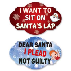 ‘I Want To Sit On Santa's Lap’ & ‘Dear Santa I Plead Not Guilty’ Double-Sided Xmas Photo Booth Word Board Signs