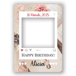 CUSTOM INS Style Roses and Book Design Fully Printed Posing Frame – No. 057
