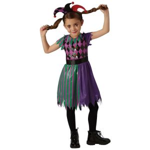 Kids Harley Quinn Jester Fancy Dress Halloween Costume Size S 3-4 Years