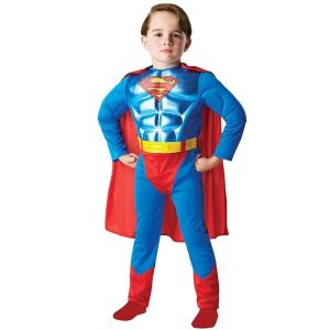 Kids Metallic Chest Superman Fancy Dress Costume Size S 3-4 Years