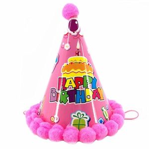 Kids Pink Cake and Gifts 'Happy Birthday' Paper Hat