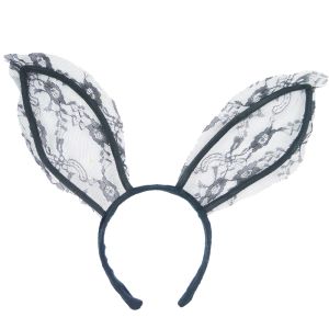 Lace Bunny Ear Headband - Black