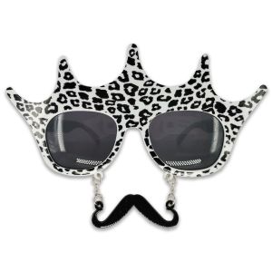 Leopard Print Crown Fun Sunglasses With Moustache