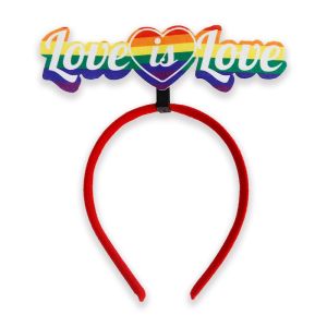 PridePop Rainbow Headband Fun LGBTQ Accessory for Pride Events - Love is Love Heart