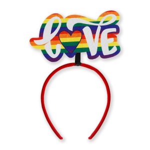 PridePop Rainbow Headband Fun LGBTQ Accessory for Pride Events - Love Rainbow Heart