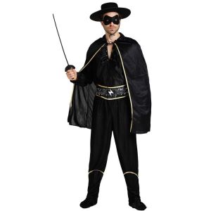 Male Black Bandit Fancy Dress Costume – One Size