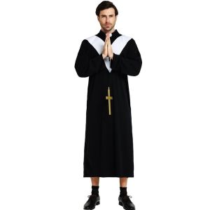 Male Black & White Priest Fancy Dress Costume – One Size