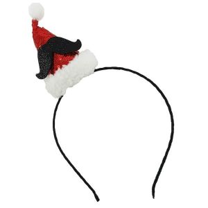 Mini Sequined Santa hat with a Moustache headband