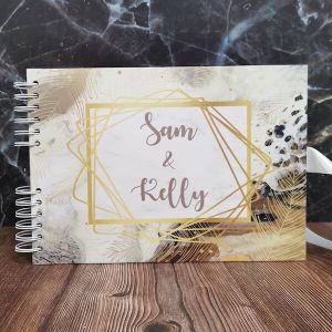 CUSTOM Modern Nature Golden Leaves Guestbook with Different Page Style Options