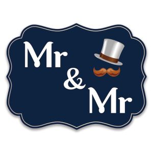 'Mr & Mr' Vintage UV Printed Word Board Photo Booth Sign Prop