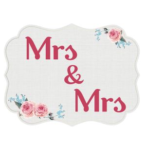 'Mrs & Mrs' Vintage UV Printed Word Board Photo Booth Sign Prop