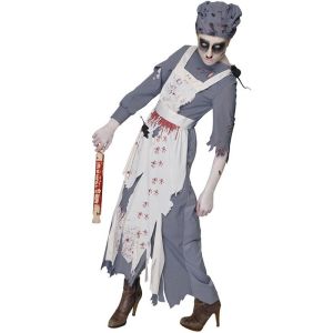 'Mrs Murderous Maid’ Women’s Zombie Victorian Maid Halloween Fancy Dress Costume Dress - Small (UK 8-10)