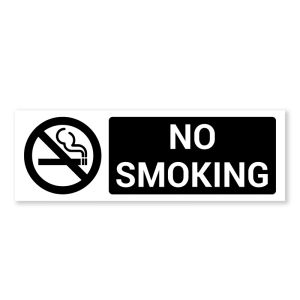 Black No Smoking Warning Sign - Durable, Rust-Free, Weatherproof PVC - Indoor & Outdoor Use - Size (300mm x 100mm) - No.153