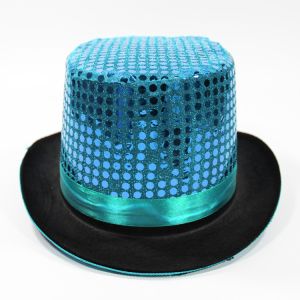 Light Blue Sequin Top Hat