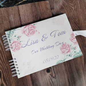 CUSTOM Pastel Watercolour Rose Guestbook with Different Page Style Options