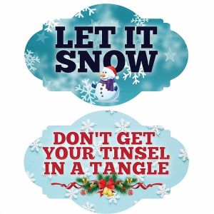 Let It Snow & Don’t Get Your Tinsel In A Tangle, Double-Sided Xmas Photo Booth Word Board Signs