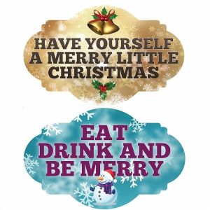 Have Yourself A Merry Little Xmas & Eat Drink And Be Merry, Double-Sided Xmas Photo Booth Word Board Signs
